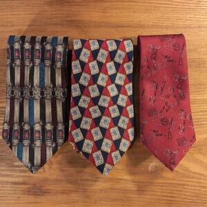 Mixed Brands Tie Mens One Size Multicolor Silk Geometric Lot 3 Countess Mara